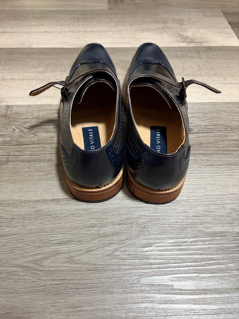 Men's Navy and Black Leather Monk Strap Dress Shoes